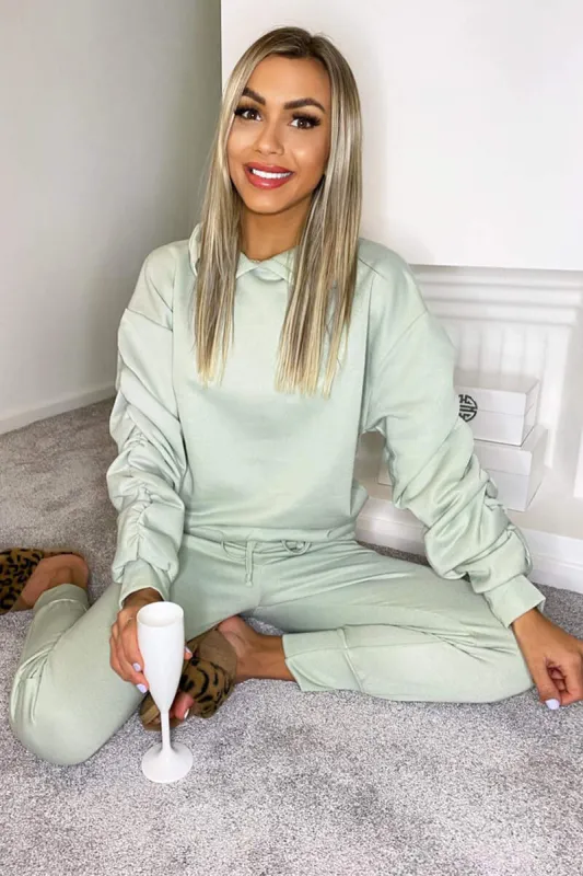 Sage Ruched Sleeve Lounge Set sold by AX Paris