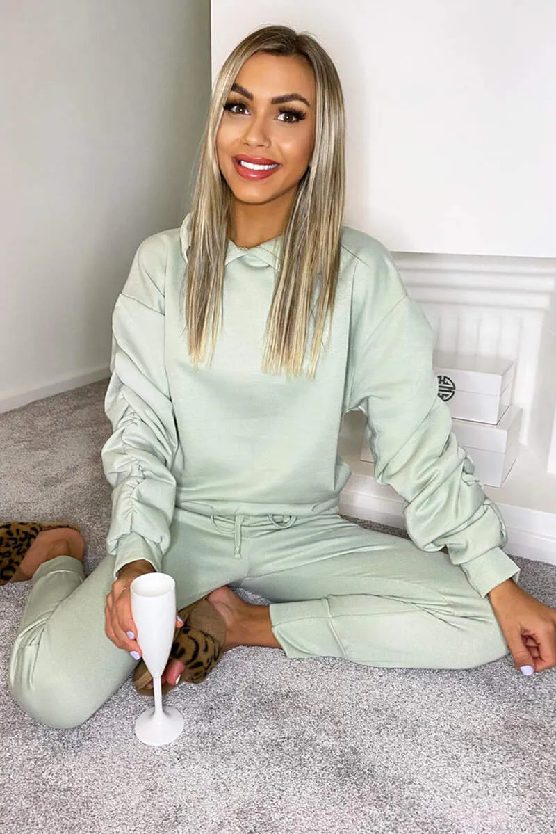 Sage Ruched Sleeve Lounge Set sold by AX Paris