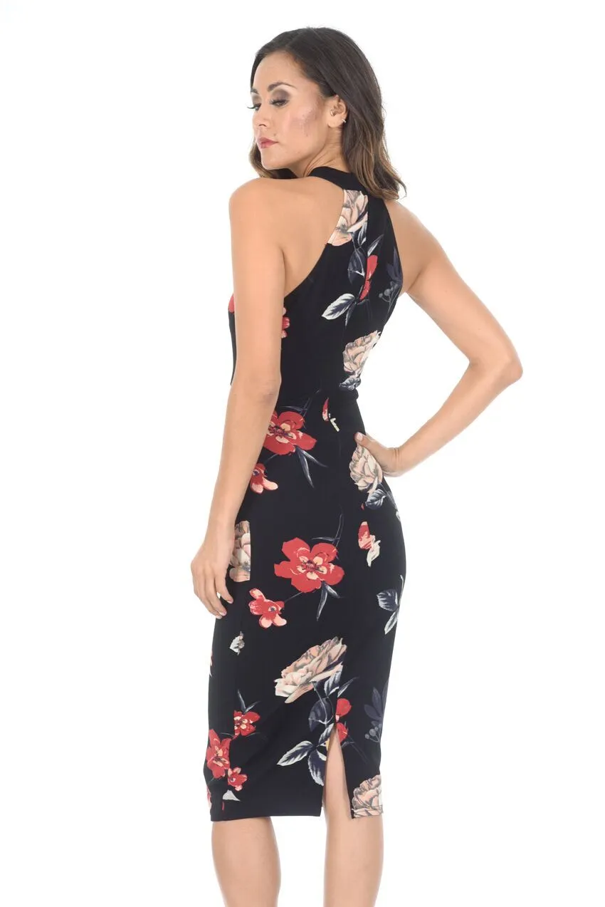 Black Floral Halter Midi Dress sold by AX Paris product image thumbnail 3