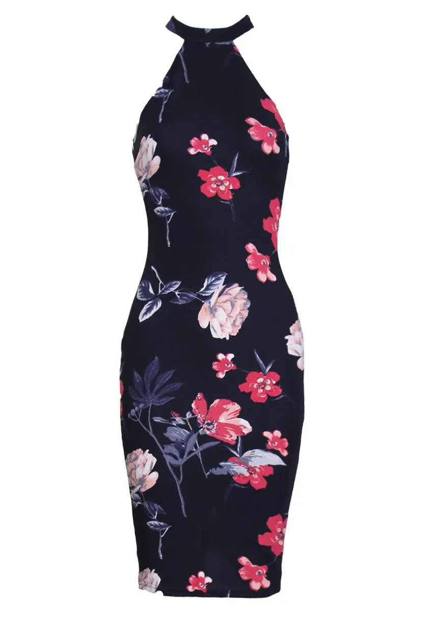 Black Floral Halter Midi Dress sold by AX Paris product image thumbnail 4