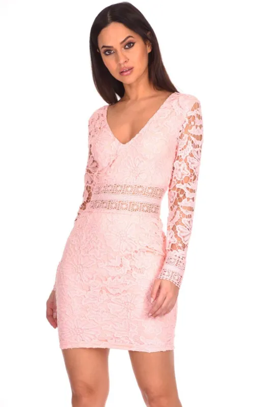 Pink Crochet Detailed Dress sold by AX Paris
