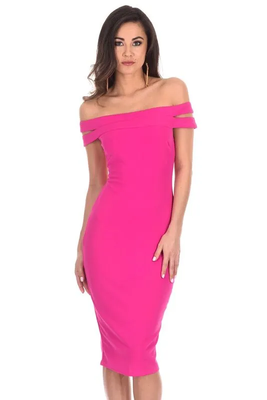 Pink Double Strap Midi Dress sold by AX Paris