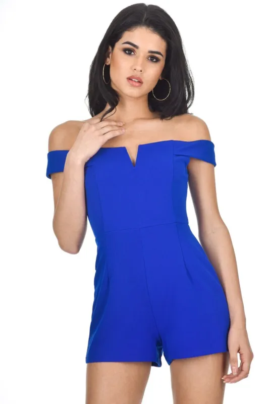 Blue Notch Front Playsuit sold by AX Paris