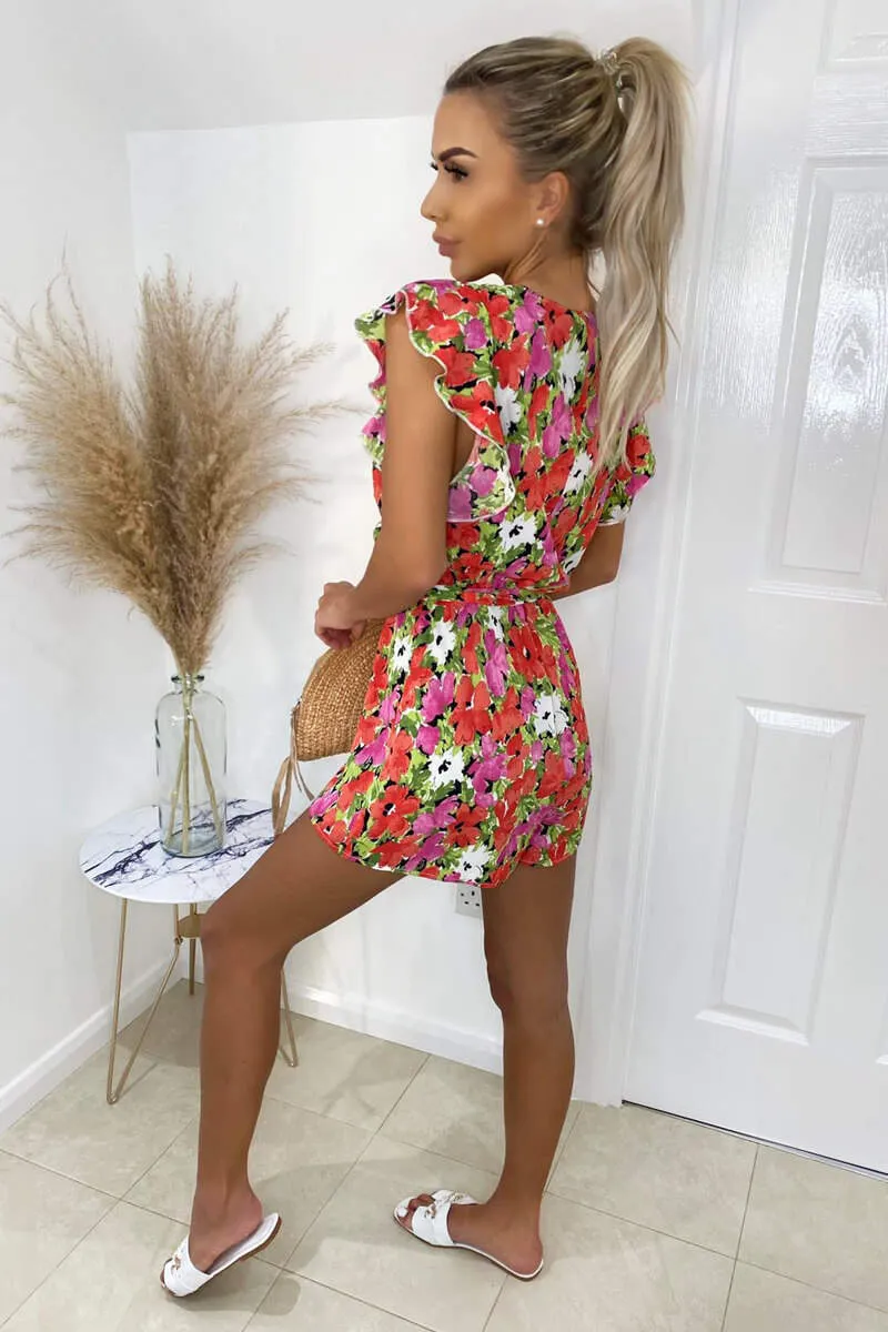 Floral V-neck Tie Waist Playsuit sold by AX Paris product image thumbnail 4