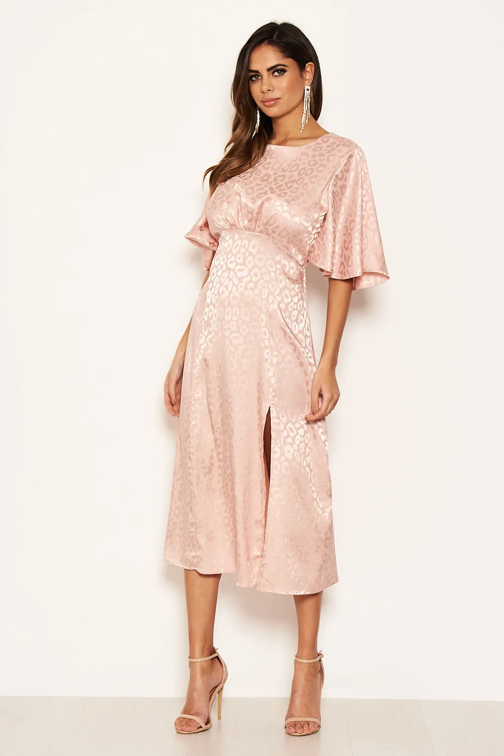 Pink Leopard Print Satin Midi Dress sold by AX Paris product image thumbnail 3