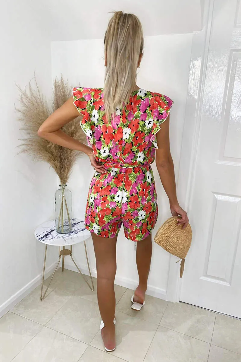 Floral V-neck Tie Waist Playsuit sold by AX Paris product image thumbnail 5
