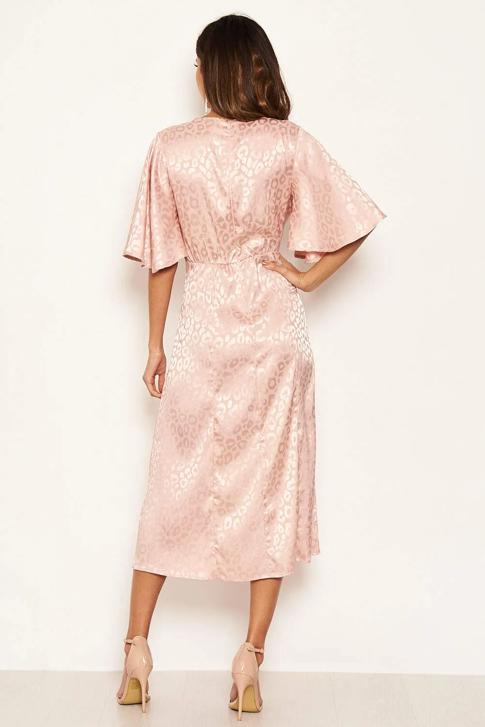 Pink Leopard Print Satin Midi Dress sold by AX Paris product image thumbnail 5