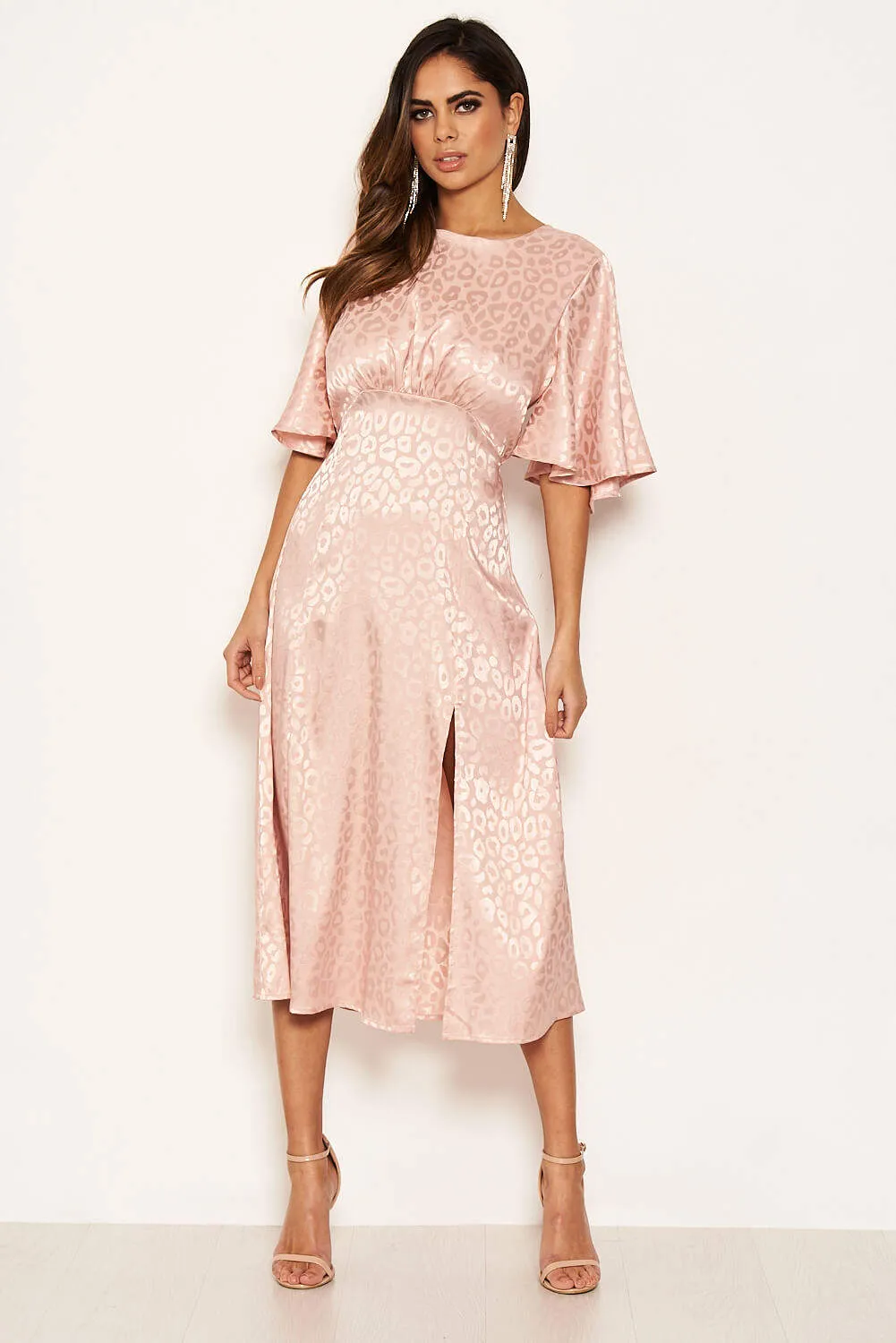 Pink Leopard Print Satin Midi Dress sold by AX Paris product image thumbnail 2