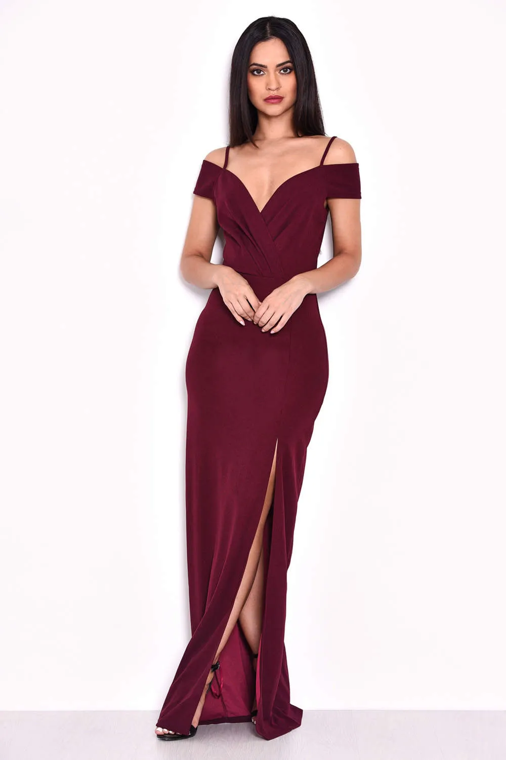 Plum Wrap Over Maxi Dress sold by AX Paris