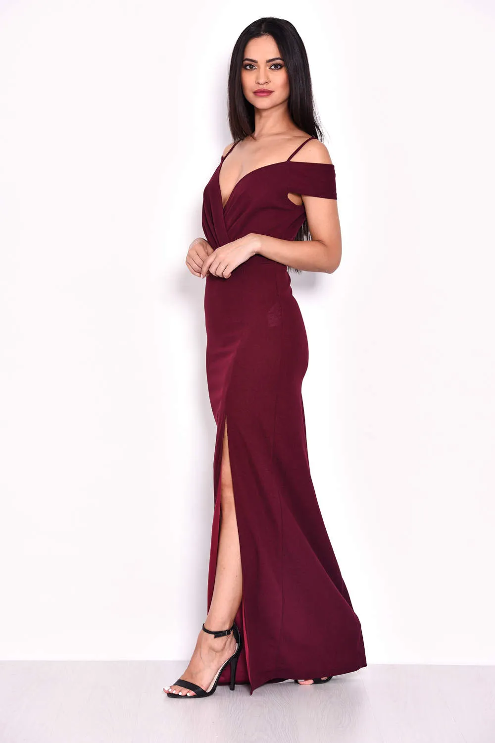 Plum Wrap Over Maxi Dress sold by AX Paris product image thumbnail 2