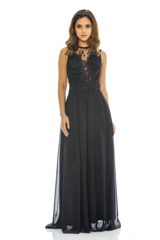 Black Crochet Top Maxi Dress sold by AX Paris