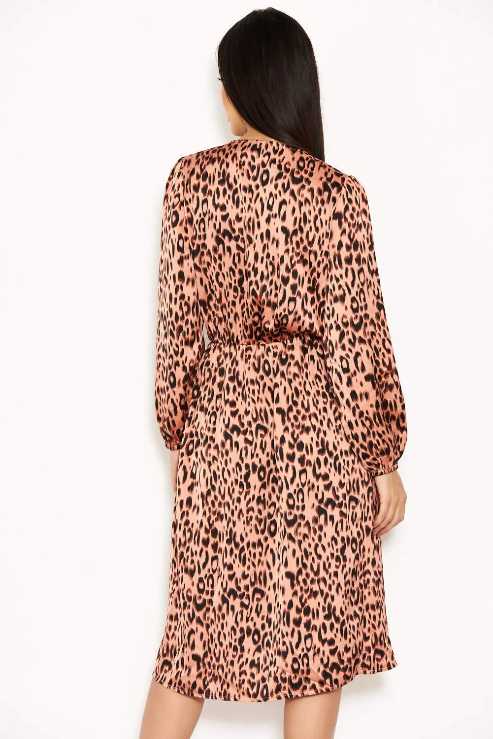 Pink Leopard Print V-Neck Wrap Dress sold by AX Paris product image thumbnail 4