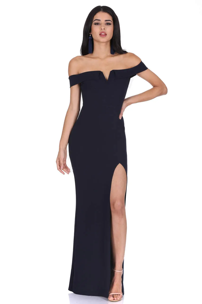 Navy Off The Shoulder Maxi Dress sold by AX Paris product image thumbnail 2