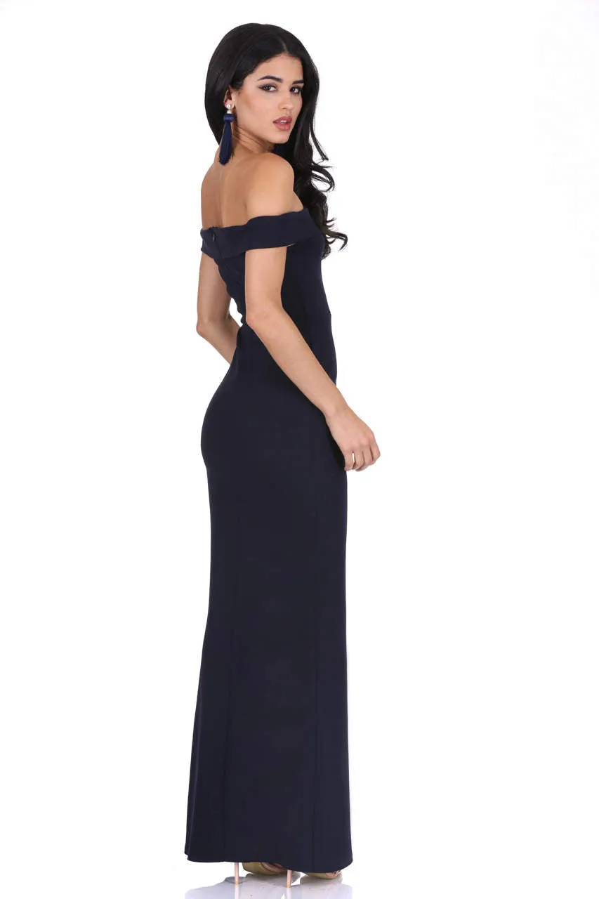 Navy Off The Shoulder Maxi Dress sold by AX Paris product image thumbnail 3