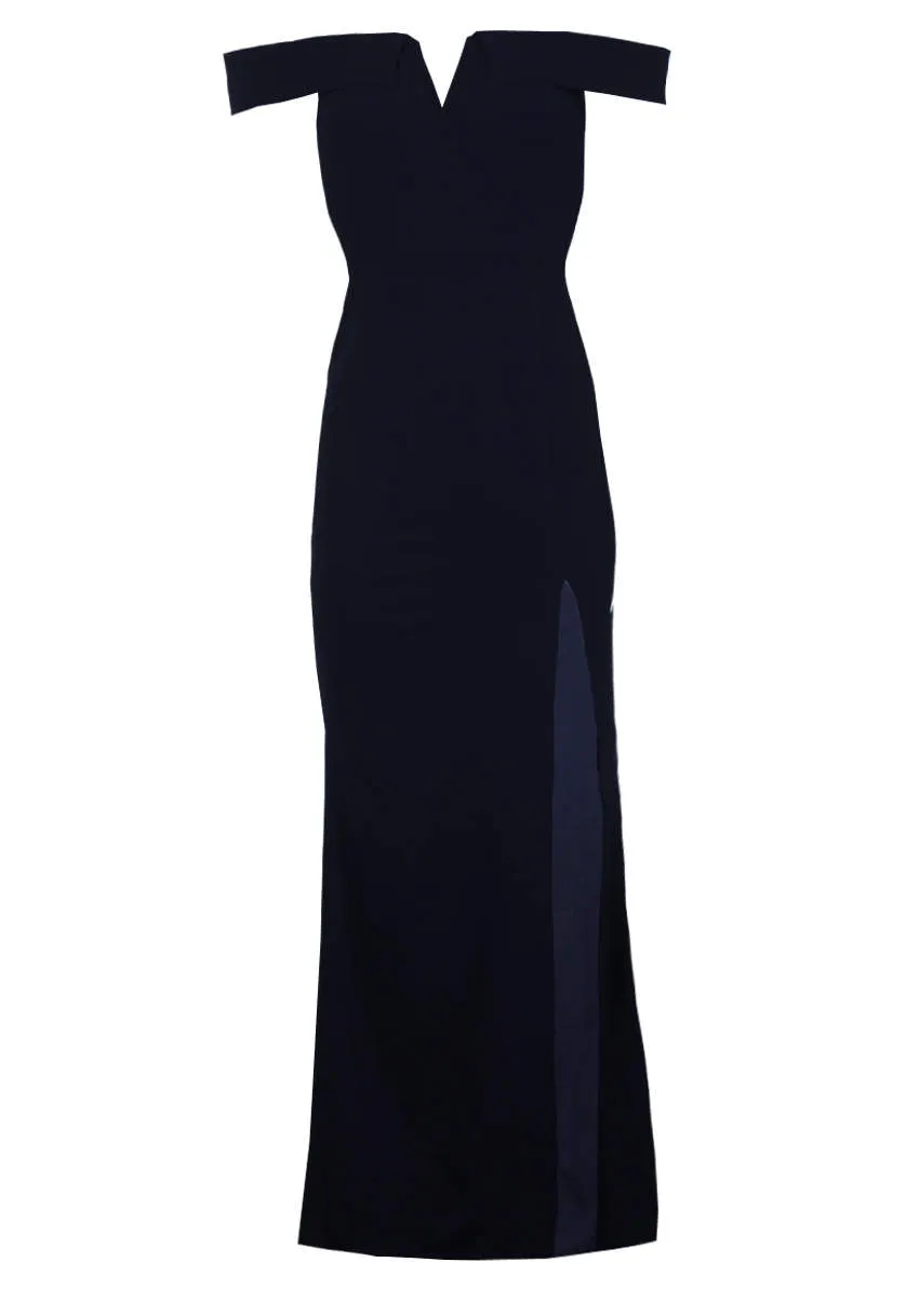 Navy Off The Shoulder Maxi Dress sold by AX Paris product image thumbnail 4