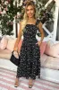 Black Printed Frill Strap Midi Dress sold by AX Paris