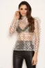 Cream Sheer Polka Dot Puff Sleeve Top sold by AX Paris