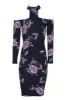 Black Off The Shoulder Floral Midi Bodycon Dress sold by AX Paris