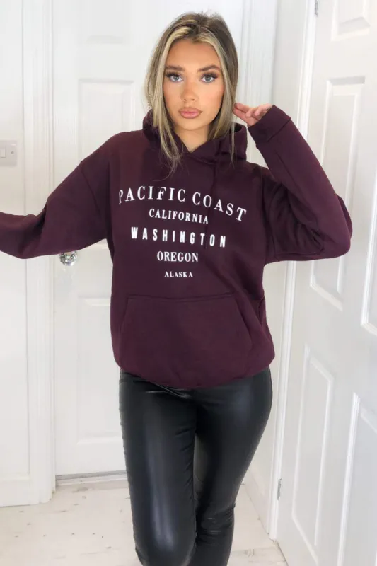 Wine Pacific Coast Hoodie sold by AX Paris