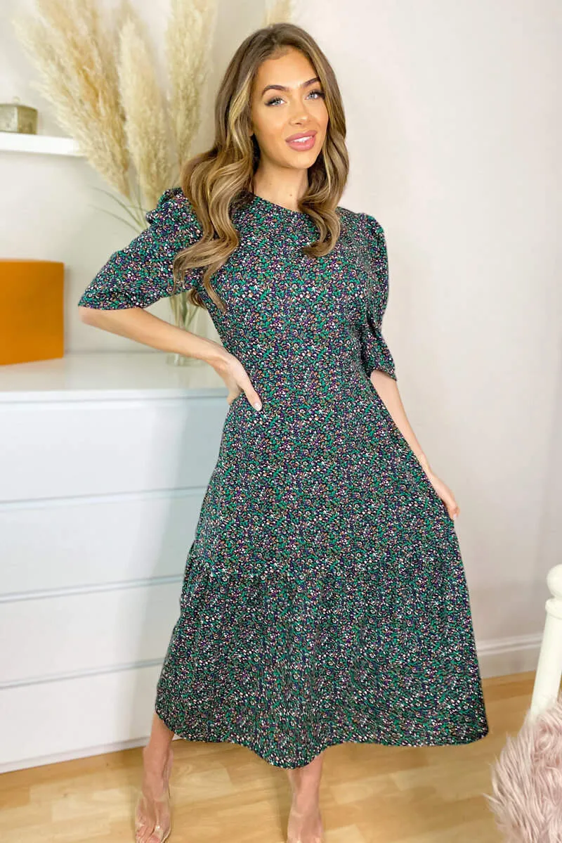 Multi Floral Ditsy Print Frill Hem Midi Dress sold by AX Paris product image thumbnail 3