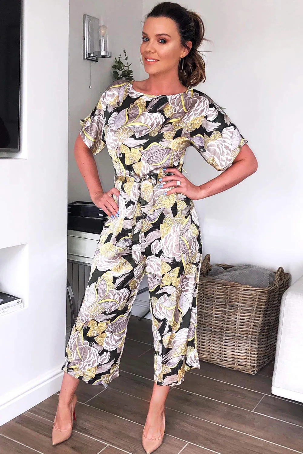 Printed Tie Belt Culotte Jumpsuit sold by AX Paris product image thumbnail 2