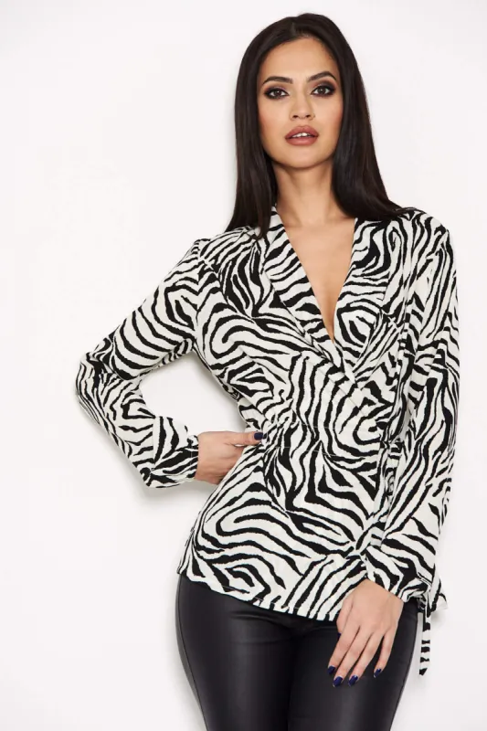 Zebra Printed Tie Waist Top sold by AX Paris