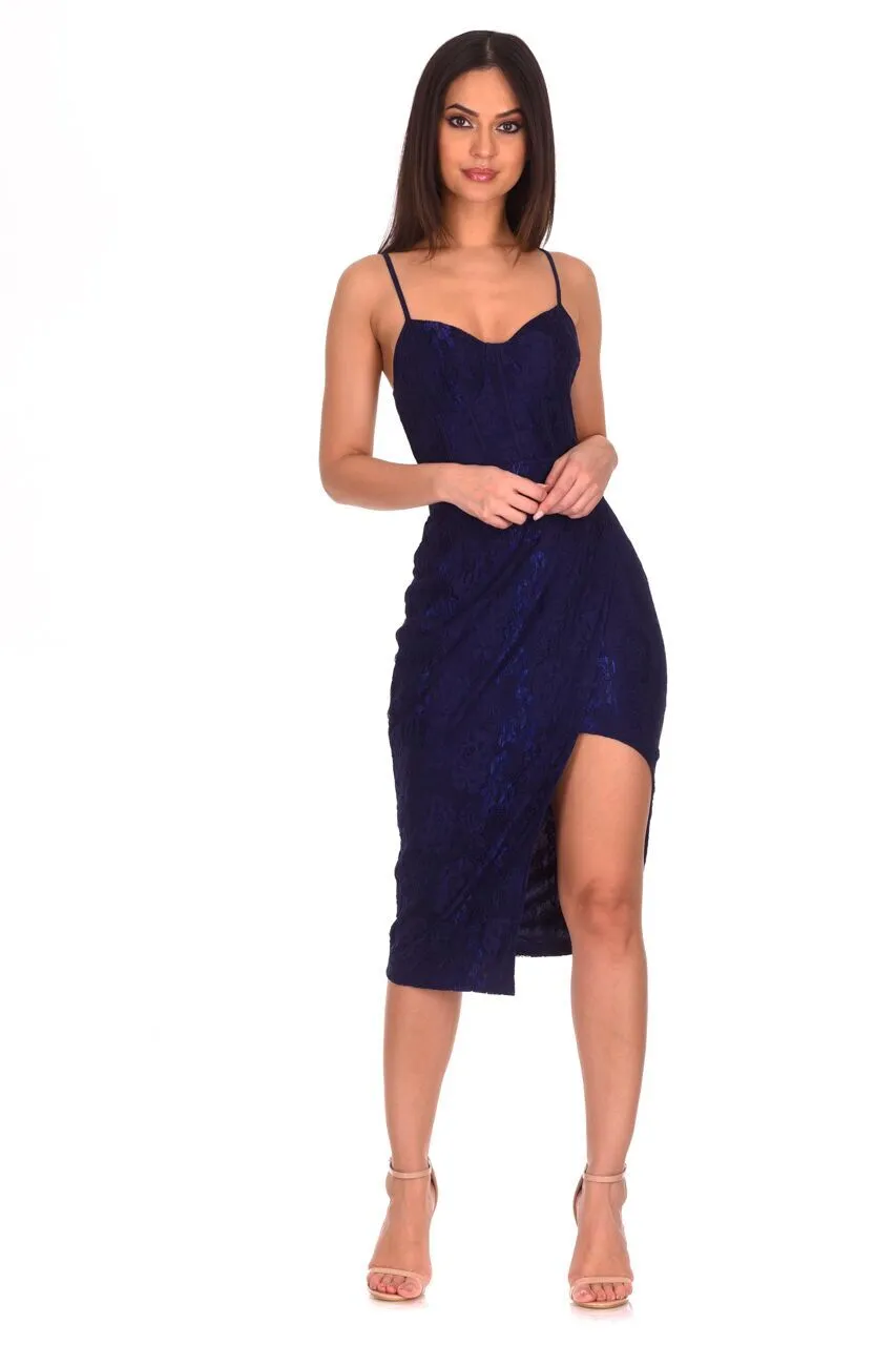 Navy Lace Strappy Midi Dress sold by AX Paris product image thumbnail 2