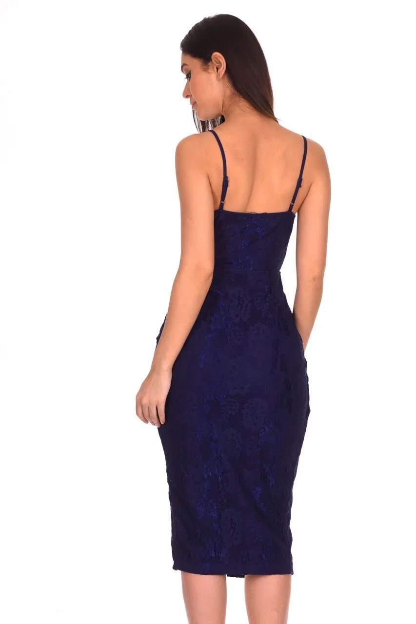Navy Lace Strappy Midi Dress sold by AX Paris product image thumbnail 3