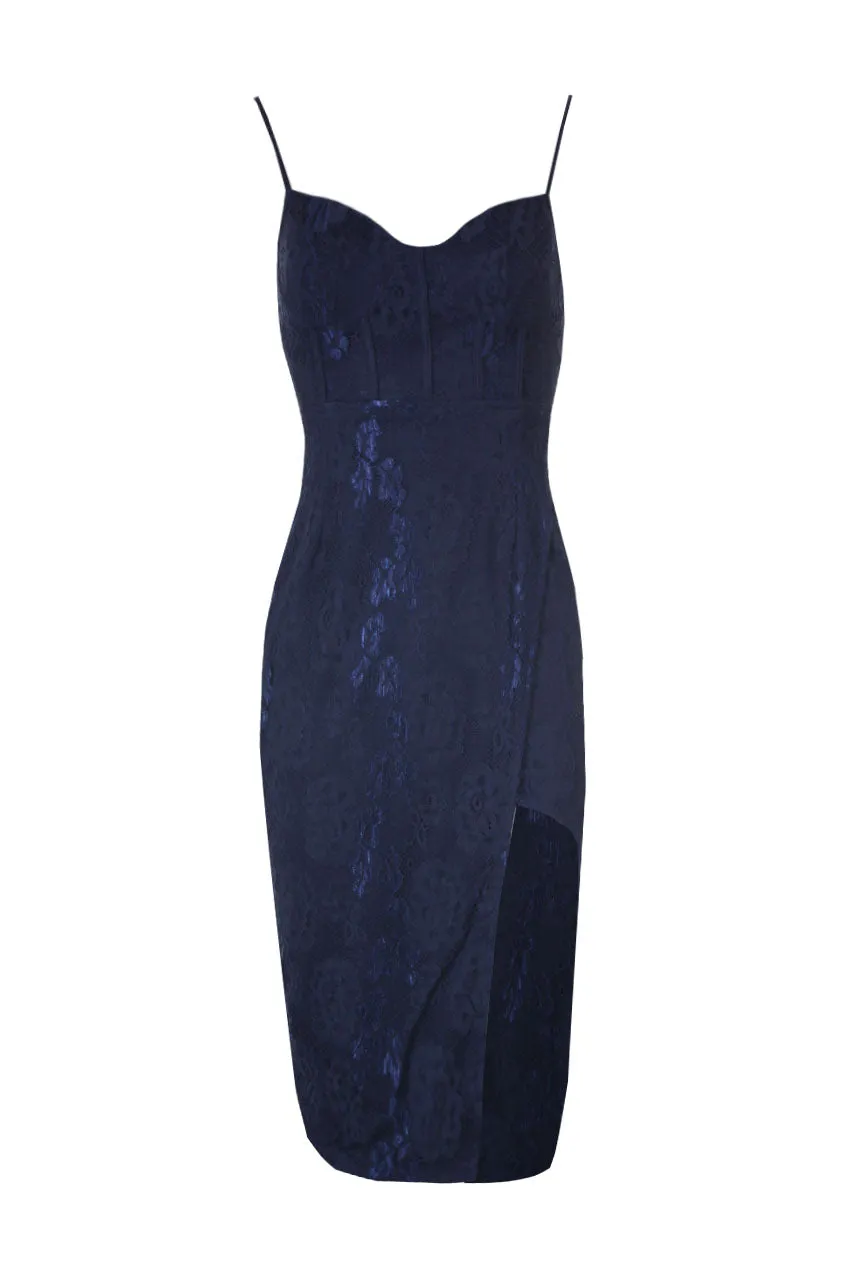 Navy Lace Strappy Midi Dress sold by AX Paris product image thumbnail 4