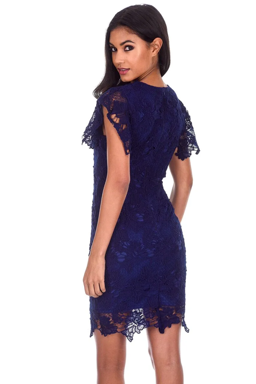 Navy Crochet Detail Midi Dress sold by AX Paris product image thumbnail 3