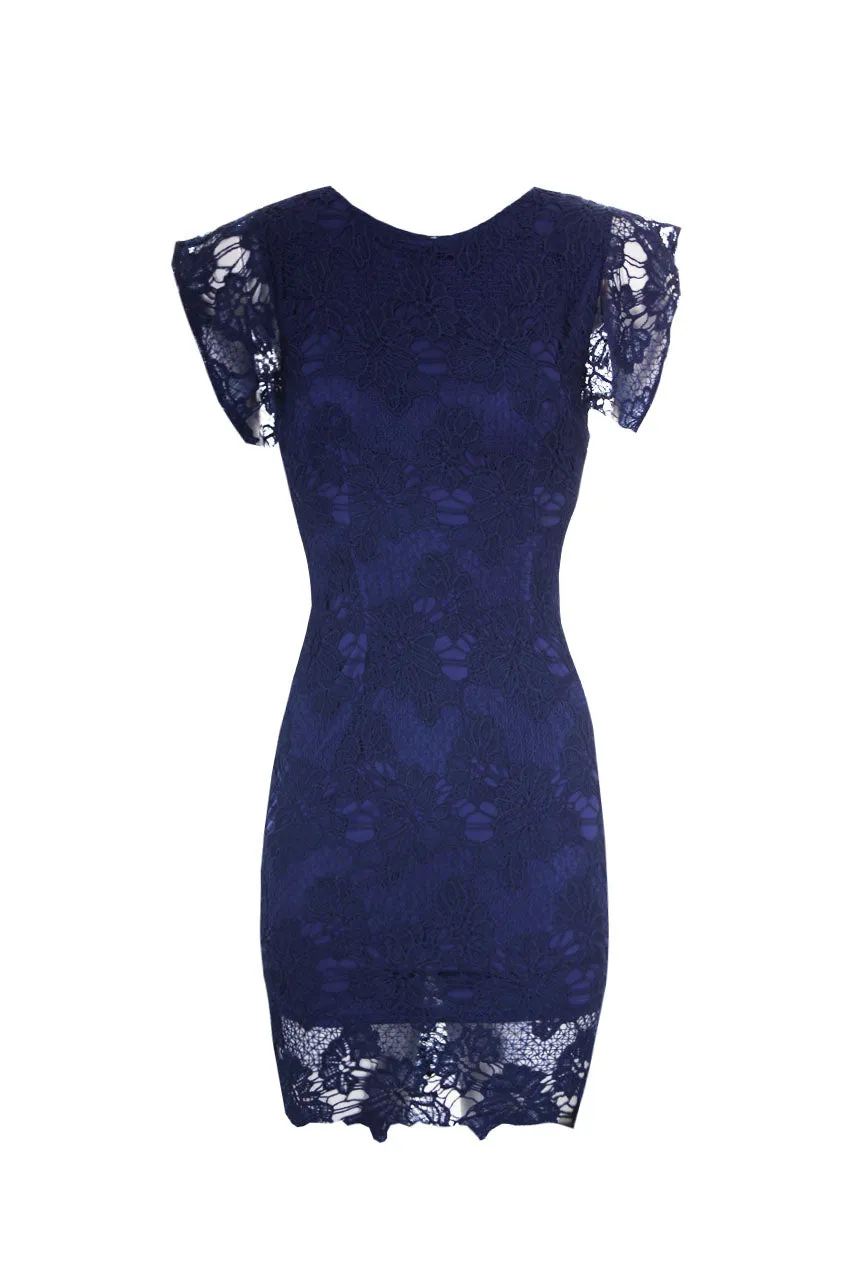 Navy Crochet Detail Midi Dress sold by AX Paris product image thumbnail 4