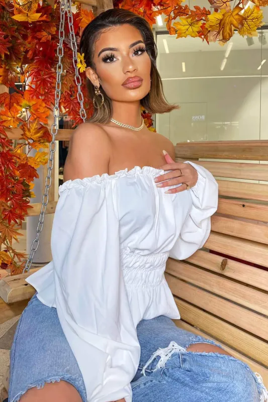 Cream Square Neck Elasticated Top sold by AX Paris