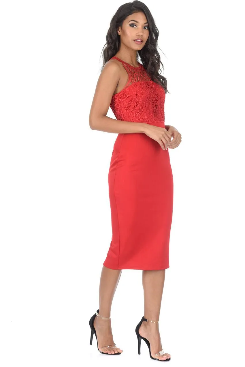 Red Crochet High Neck Midi Dress sold by AX Paris product image thumbnail 2