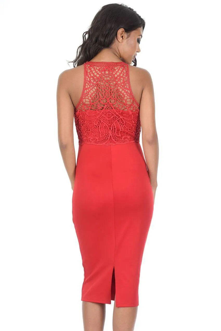 Red Crochet High Neck Midi Dress sold by AX Paris product image thumbnail 3
