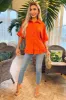 Orange Frill Detail Gold Button Front Shirt sold by AX Paris