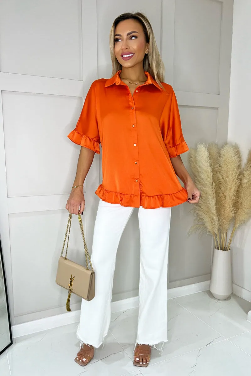 Orange Frill Detail Gold Button Front Shirt sold by AX Paris product image thumbnail 3