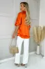 Orange Frill Detail Gold Button Front Shirt sold by AX Paris