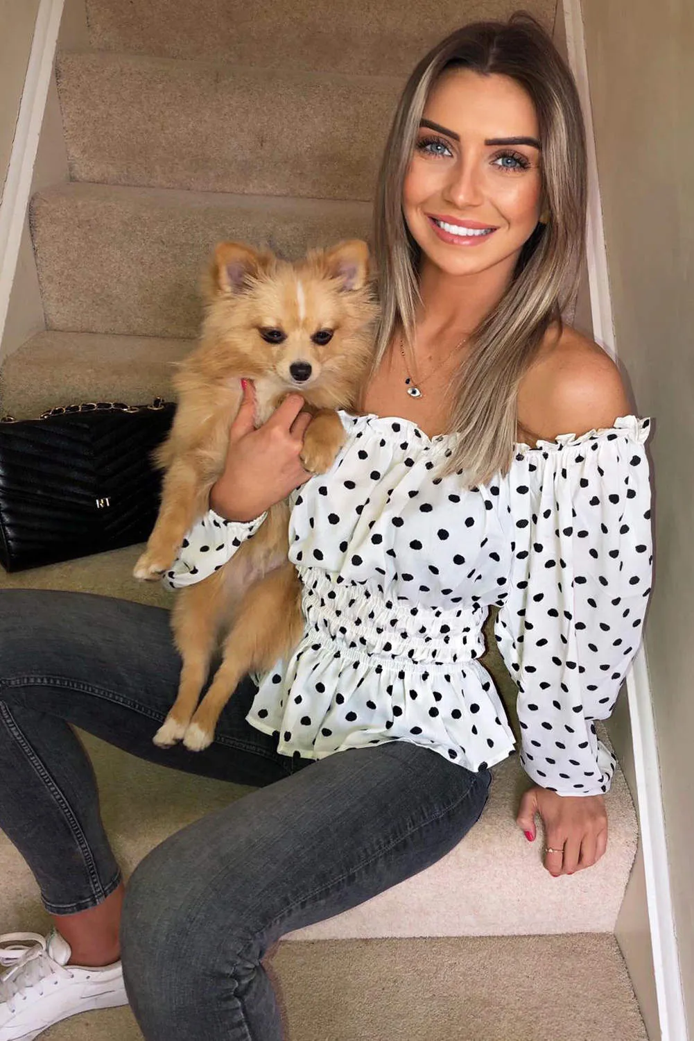 Cream Polka Dot Long Sleeve Top sold by AX Paris