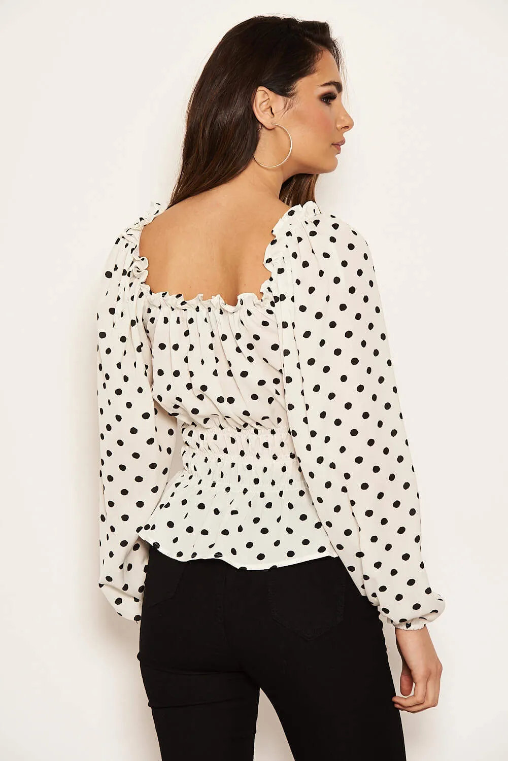 Cream Polka Dot Long Sleeve Top sold by AX Paris product image thumbnail 5