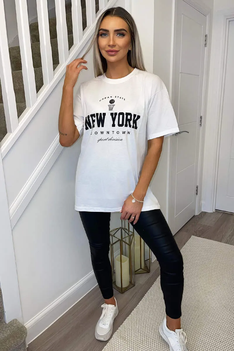 White New York Slogan Oversized T-Shirt sold by AX Paris product image thumbnail 2
