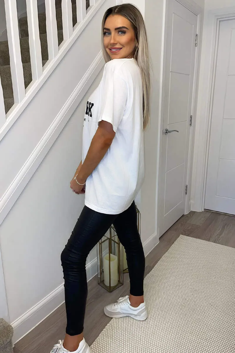 White New York Slogan Oversized T-Shirt sold by AX Paris product image thumbnail 3