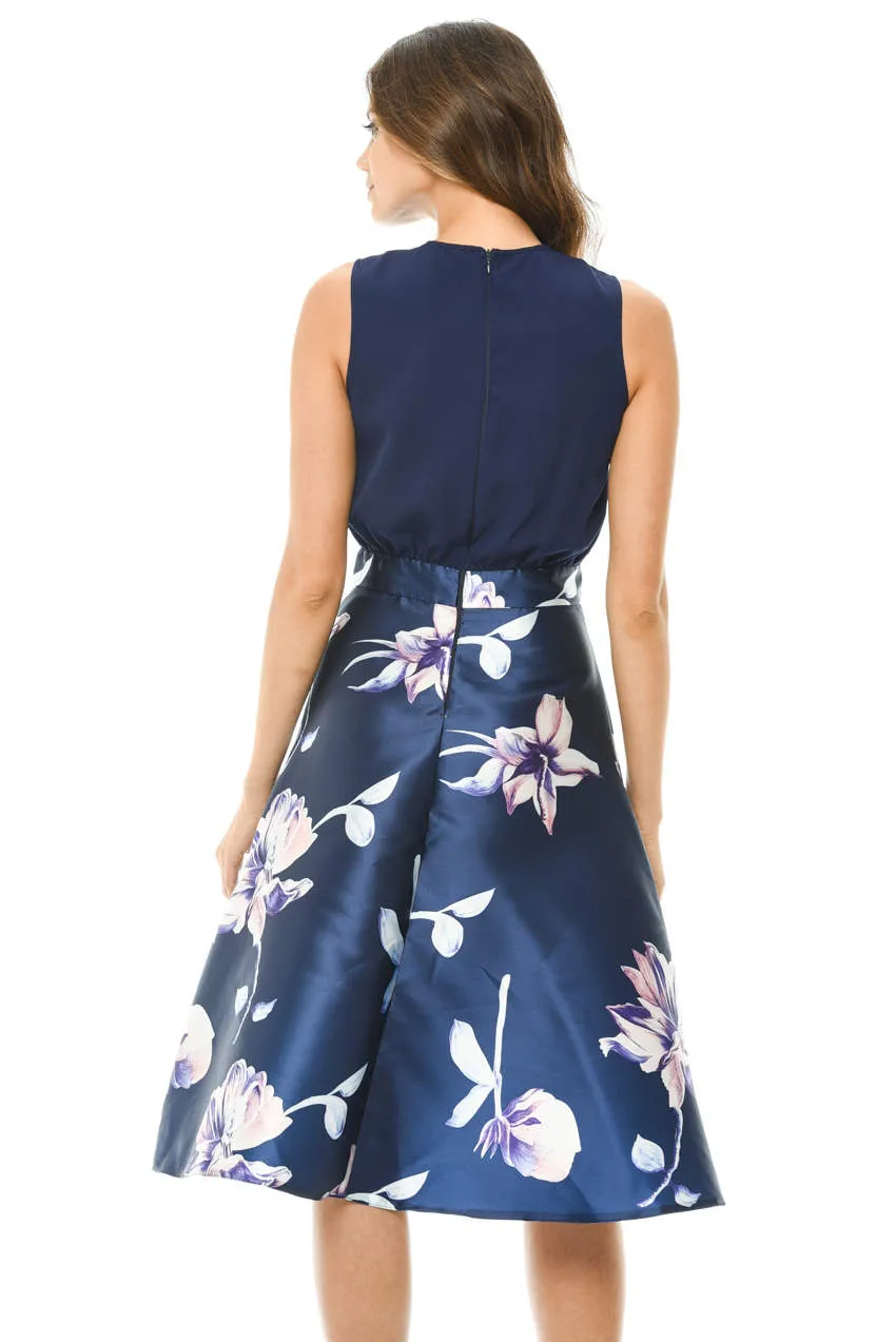 Navy Floral 2 in 1 Midi Skater Dress sold by AX Paris product image thumbnail 3