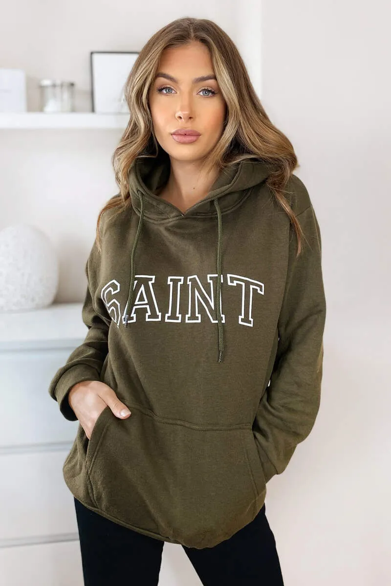 Khaki Saint Oversized Hoodie sold by AX Paris product image thumbnail 5