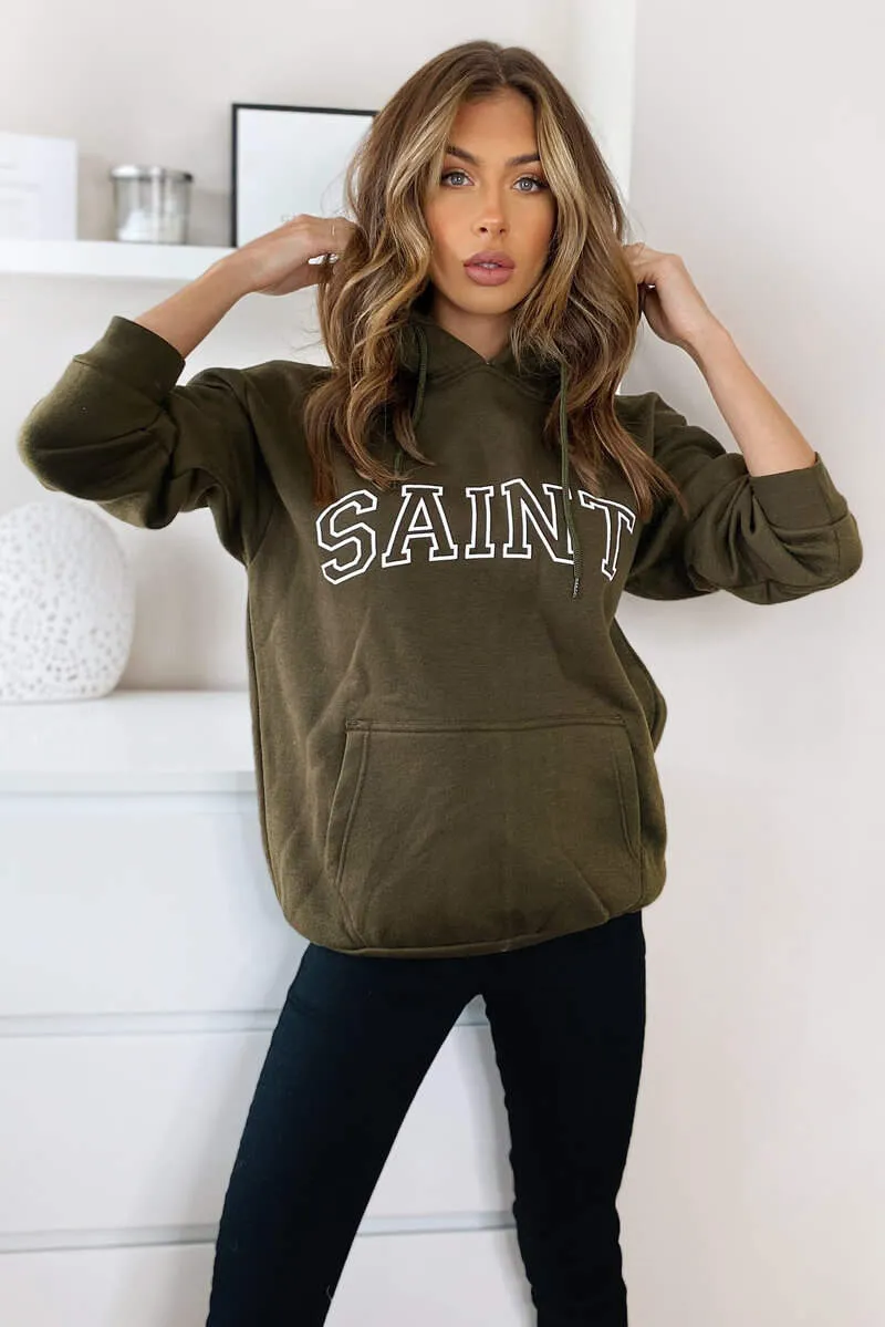 Khaki Saint Oversized Hoodie sold by AX Paris product image thumbnail 2