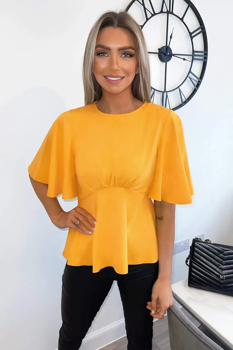 Yellow Flared Short Sleeve Blouse sold by AX Paris