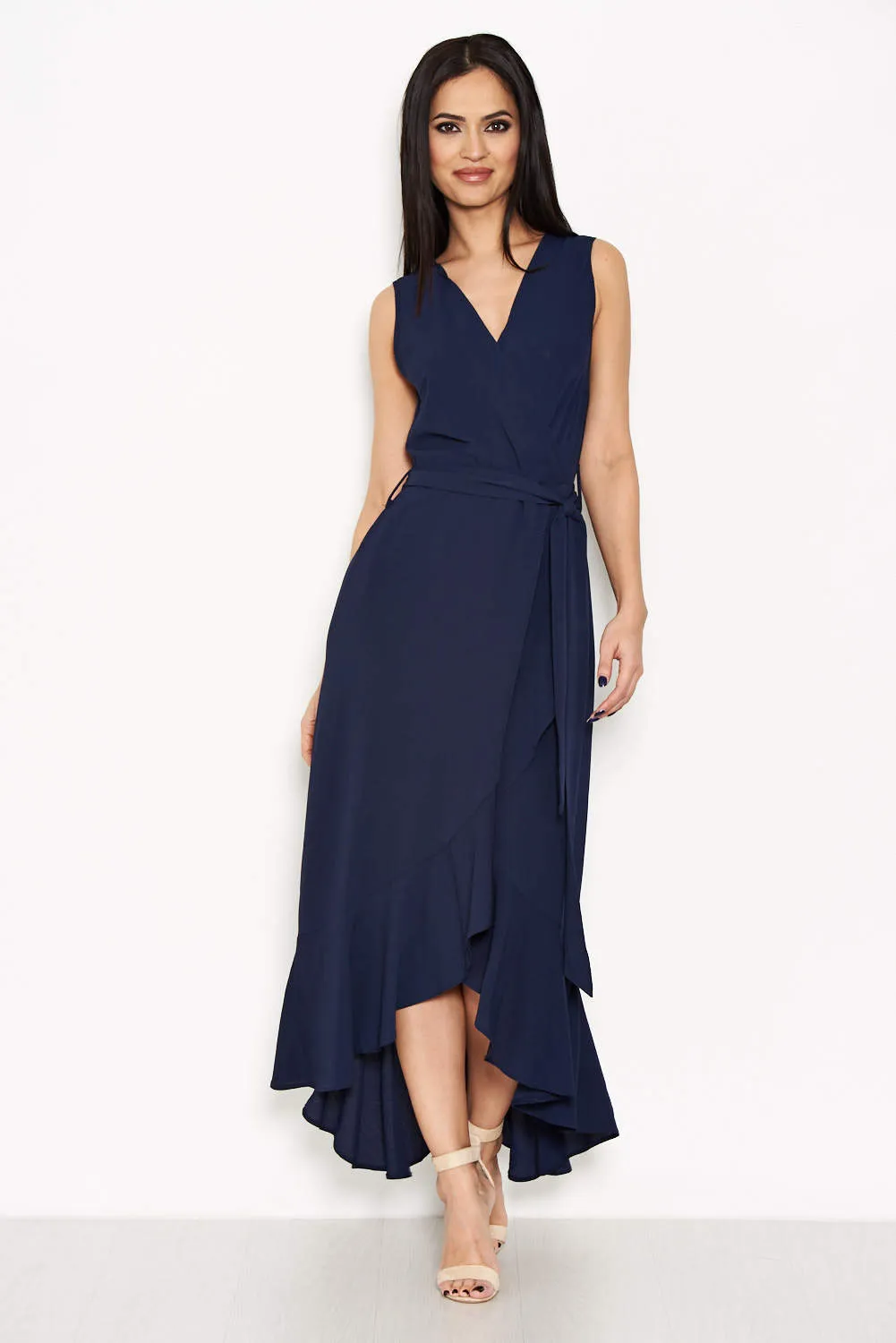 Navy Frill Wrap Dress sold by AX Paris