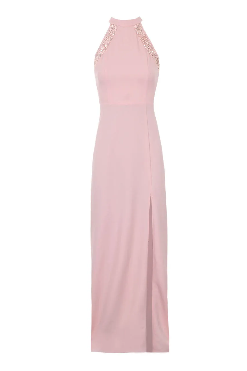 Blush Sequin Panel Detailing Maxi Dress With Thigh Split sold by AX Paris product image thumbnail 4