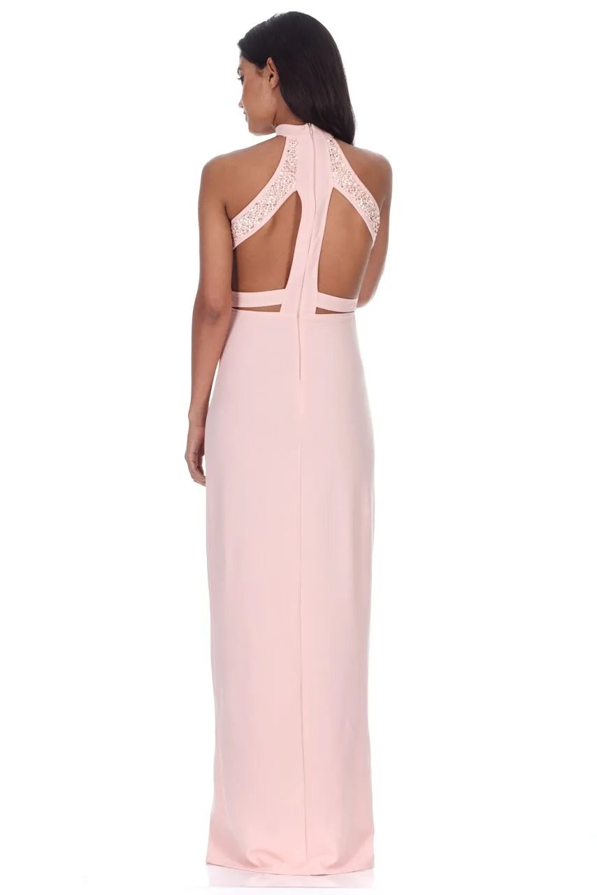 Blush Sequin Panel Detailing Maxi Dress With Thigh Split sold by AX Paris product image thumbnail 3