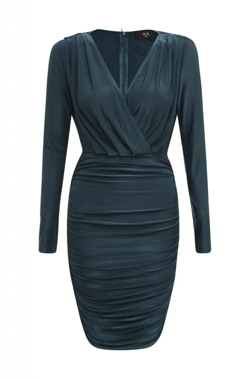 Teal V Front Slinky Midi Dress sold by AX Paris product image thumbnail 4