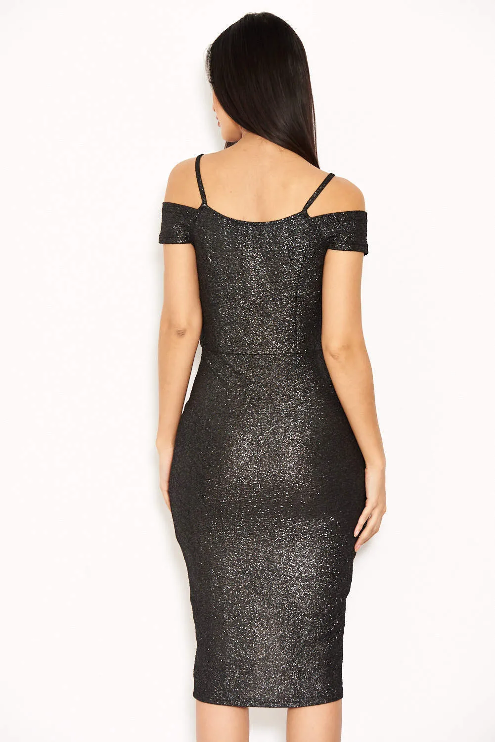 Black Wrap Front Sparkle Dress sold by AX Paris product image thumbnail 3